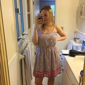 Purple and Pink Spaghetti Strap Floral Dress